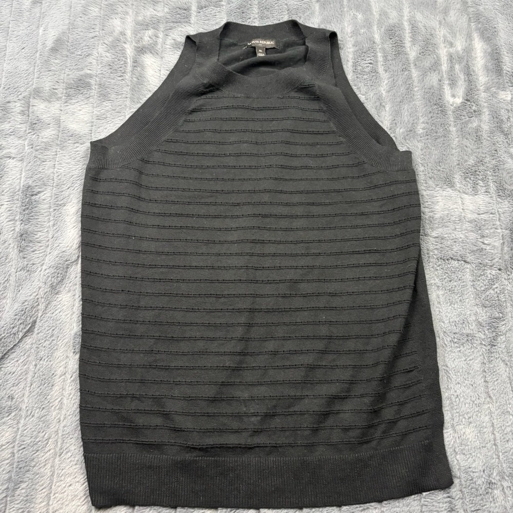 Banana Republic Womens Black Knit Halter Neck Sleeveless Shell Top Size M